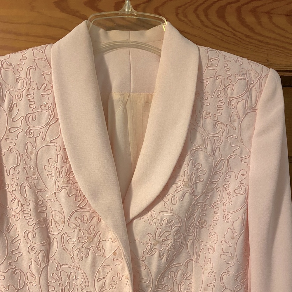 Women's Light Pink Beads Sequence Suit Jacket - Picture 2 of 5